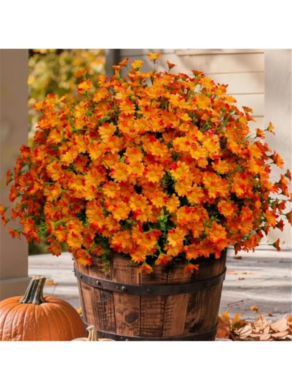 8 Bundles Artificial Flowers for Outdoors Faux Mums for Outdoor Planters UV